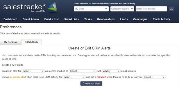 Salestracker CRM Alert Feature