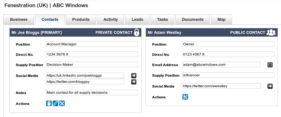 Contact Customisation Feature