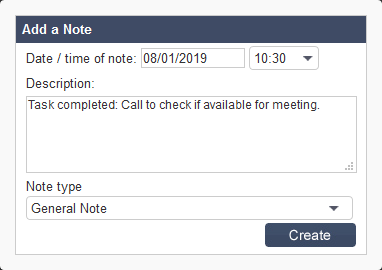 Salestracker - Tasks Add Note