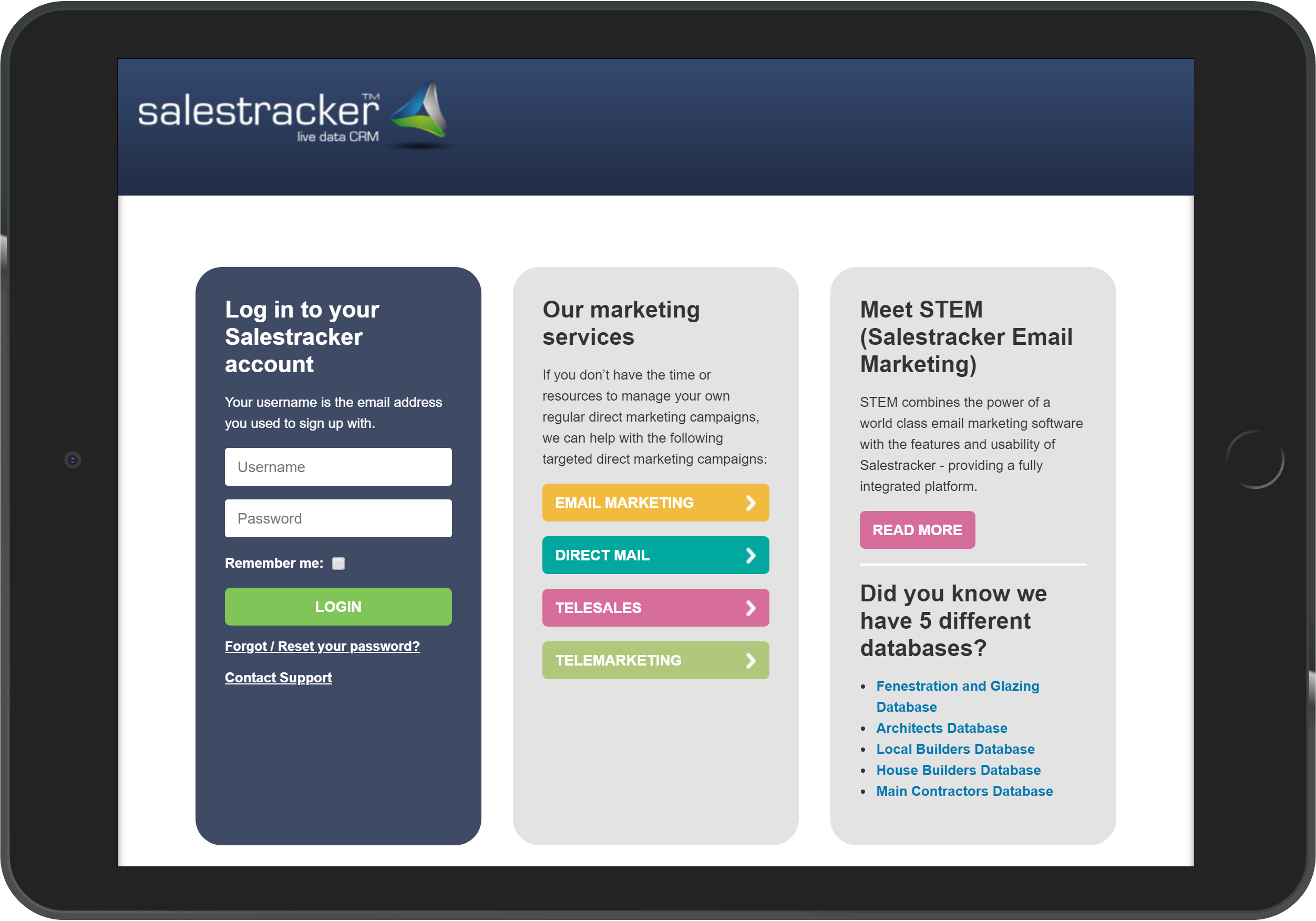 Salestracker Desktop Login on iPad