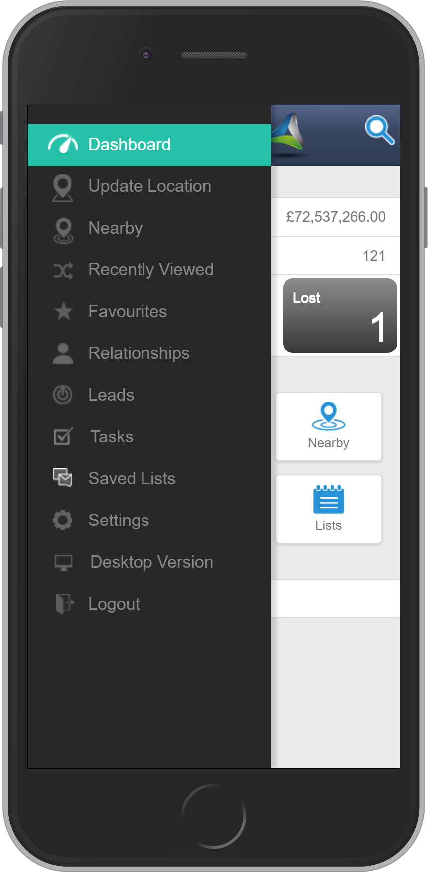 Salestracker Mobile Menu