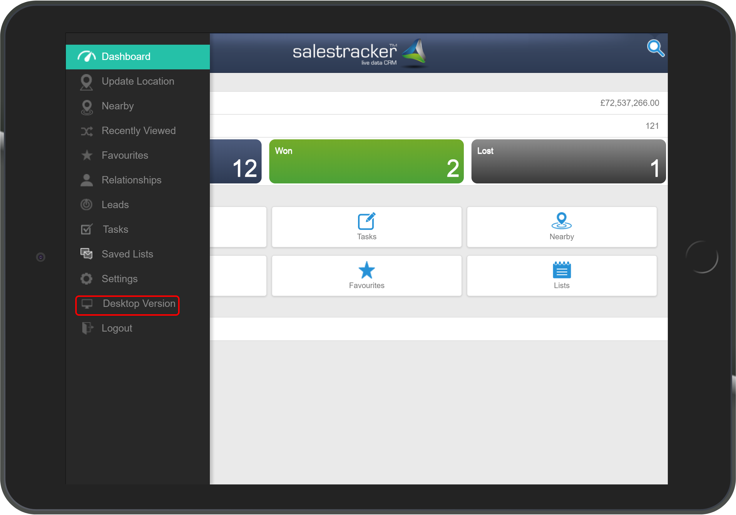 Salestracker Mobile Tablet Desktop Version Button