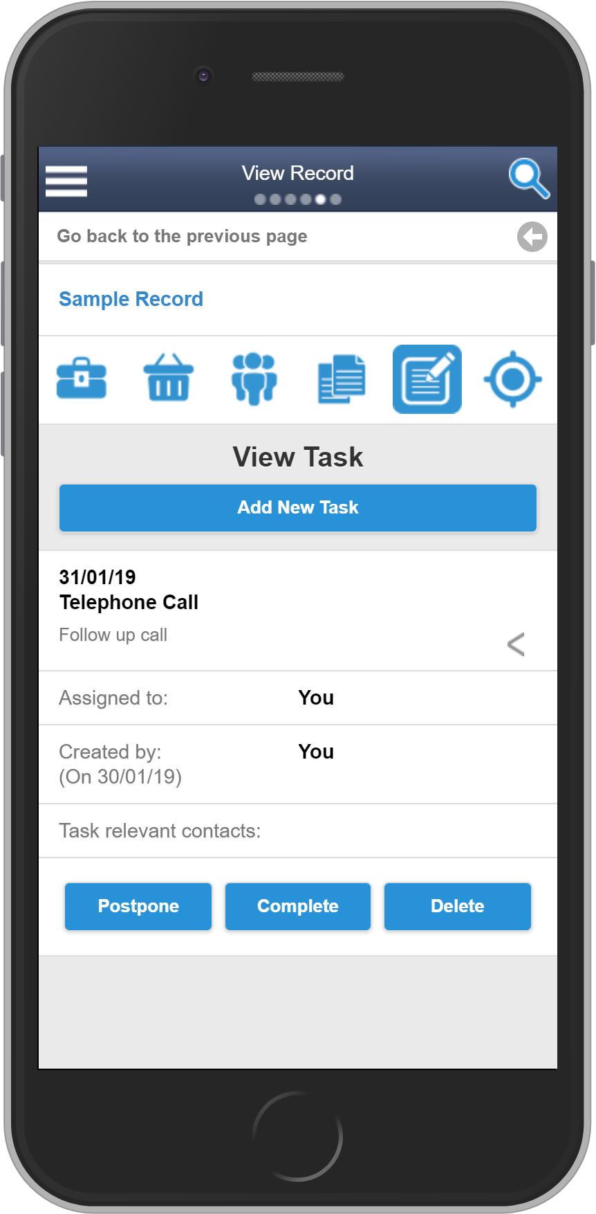 Salestracker Mobile Tasks Extended View