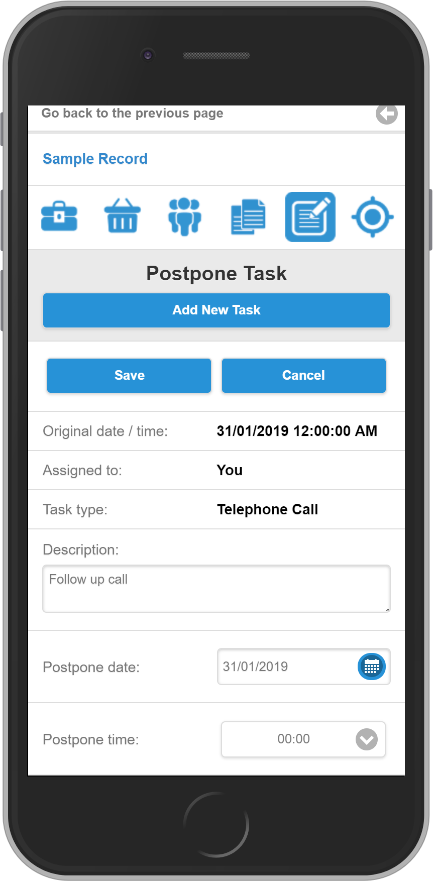 Salestracker Mobile Tasks Postpone